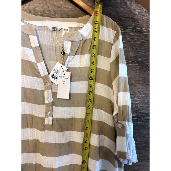 Kaktus Beach Cover up Size XL Stripped Gauze Tan White Swimwear Vacation NEW - Picture 7 of 10